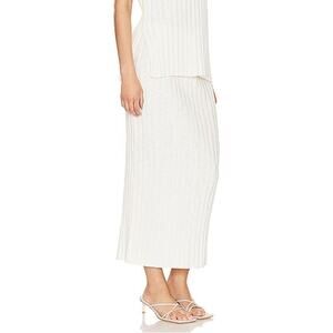 Free People Veda Sweater Knit Linen Blend Midi Skirt In Ivory